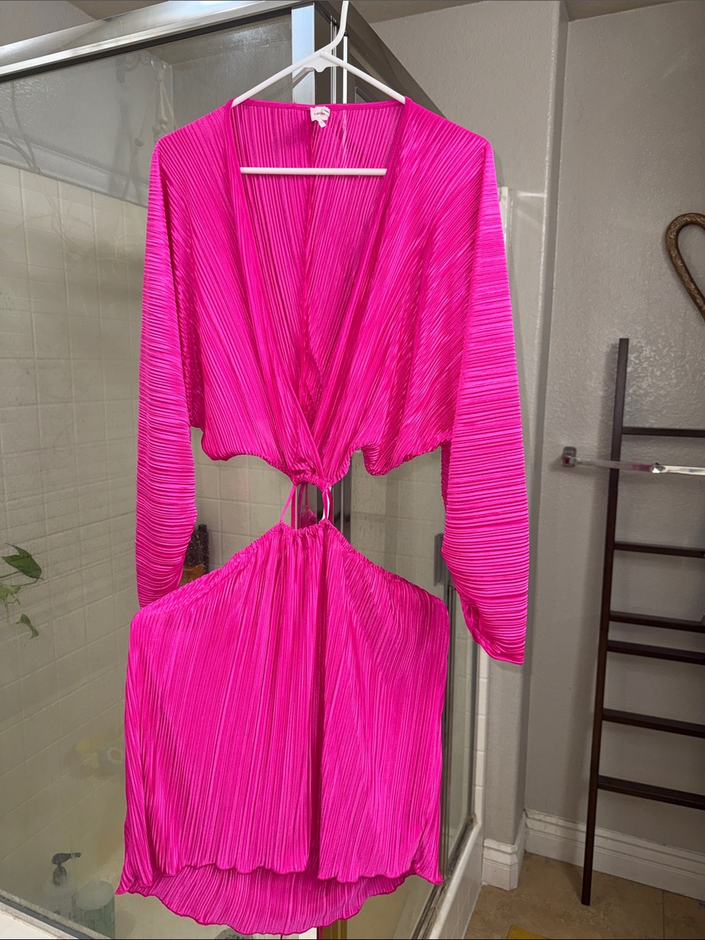 Good American Fuchsia Pleated Mini Dress
